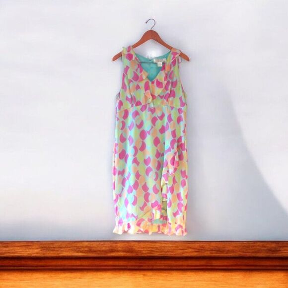Chetta B Dresses & Skirts - Vintage Chetta B Silk Dress Size 12 Abstract Print Sleeveless Y2K Colorful